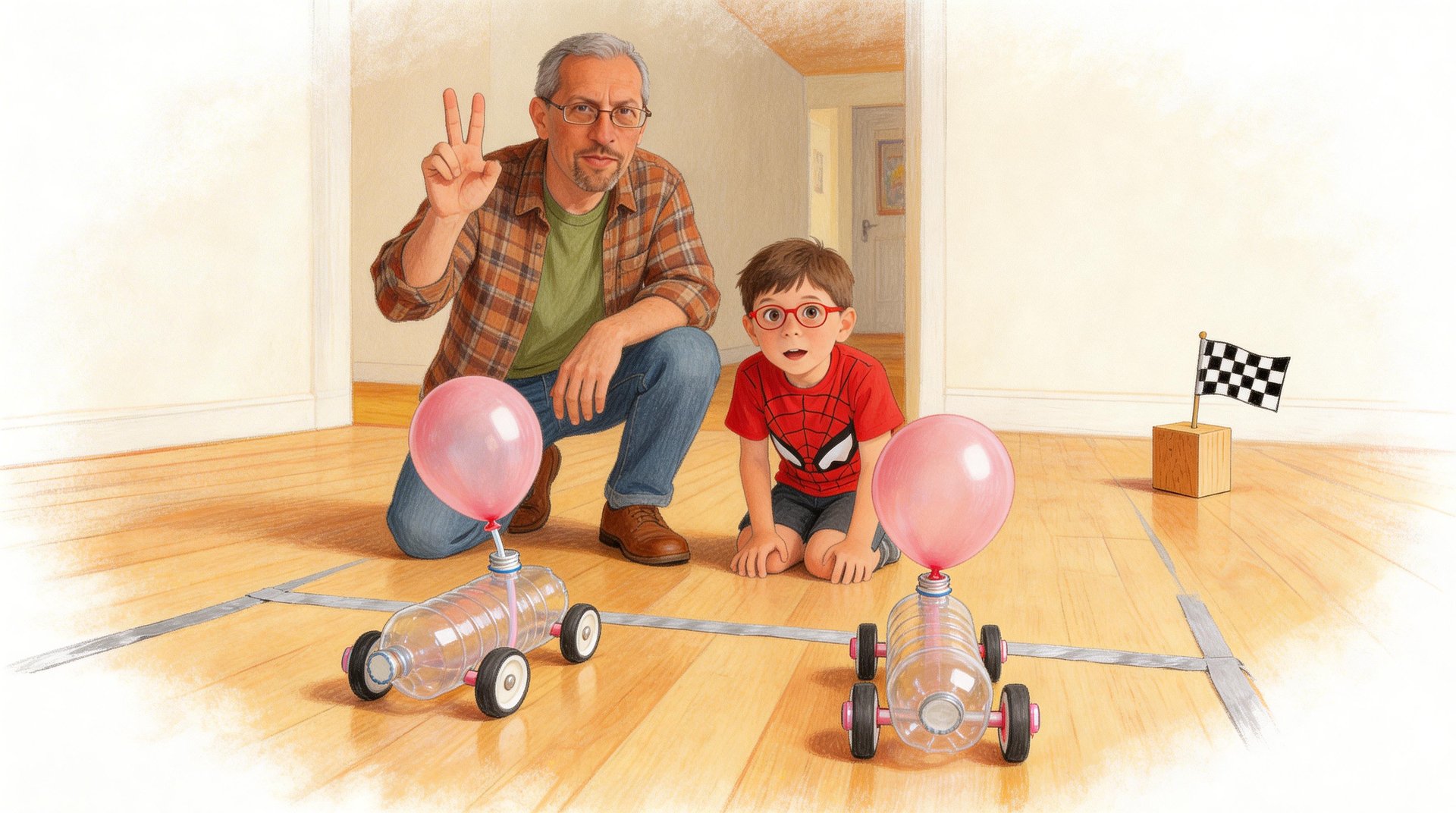 סבא ריקרדו וילד עם מכוניות בלון