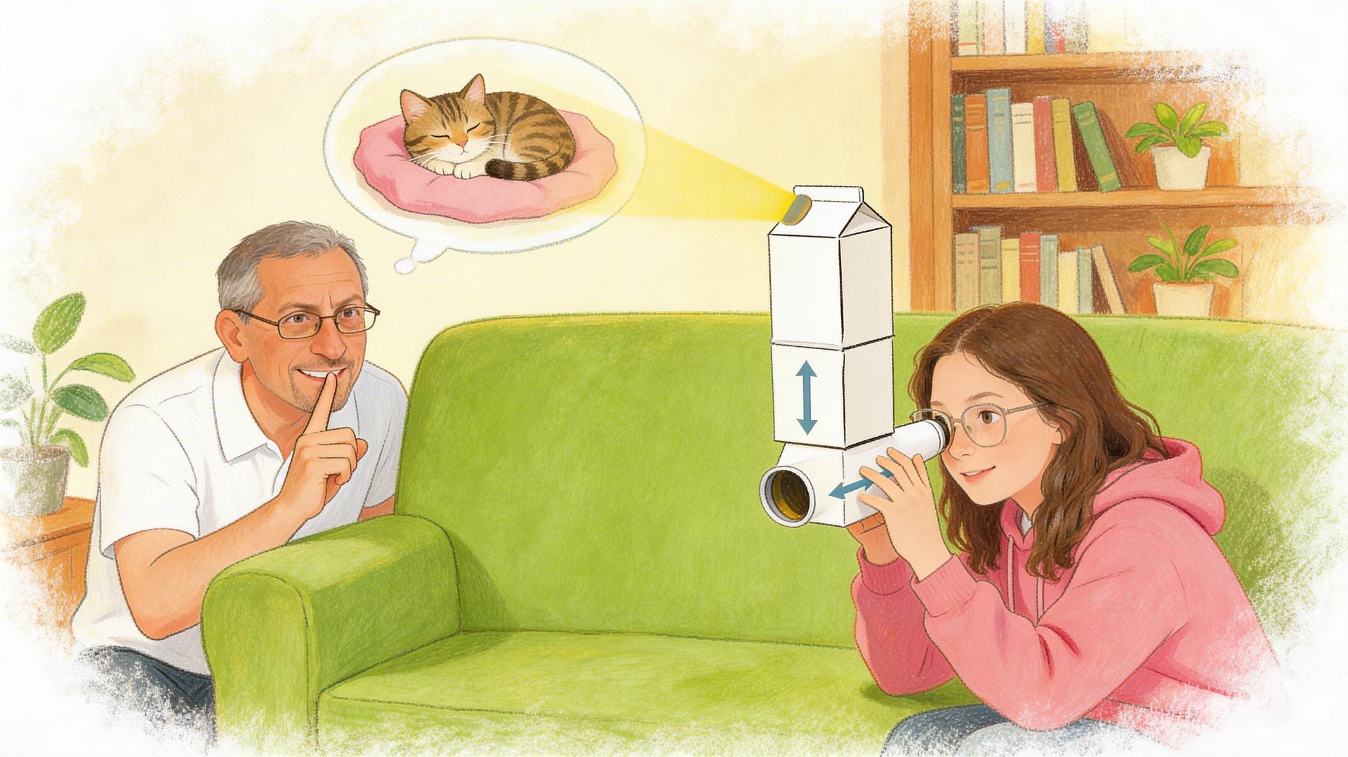 סבא ריקרדו ונכדתו בונים פריסקופ